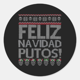 Adesivo Redondo Feliz Navidad Putos Chingon Ugly