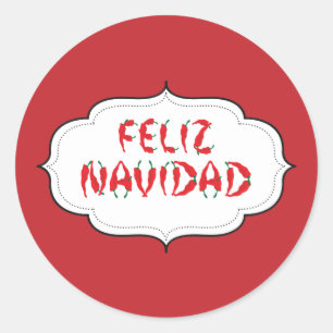 Adesivo Redondo Feliz Navidad Red Chile Pepper