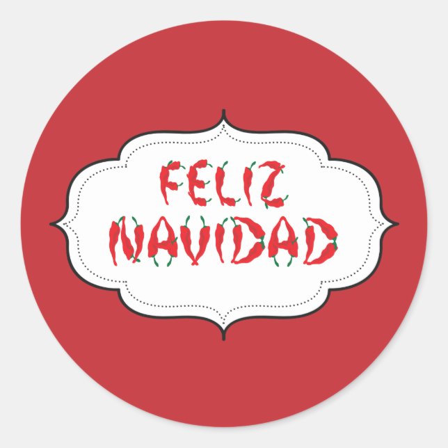 Adesivo Redondo Feliz Navidad Red Chile Pepper (Frente)