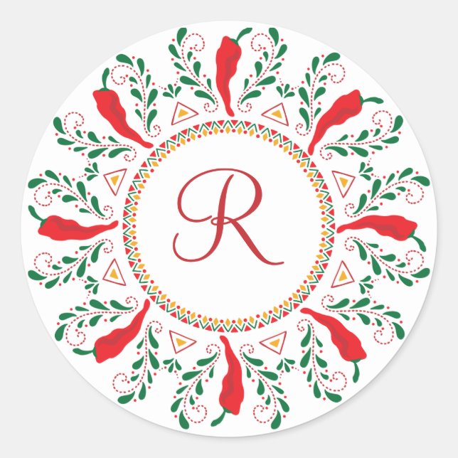 Adesivo Redondo Feliz Navidad Red Chile Pepper (Frente)