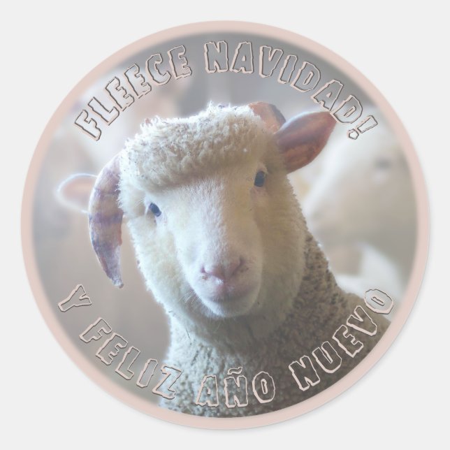 Adesivo Redondo Feliz Navidad Rosa Envelope de Natal (Frente)