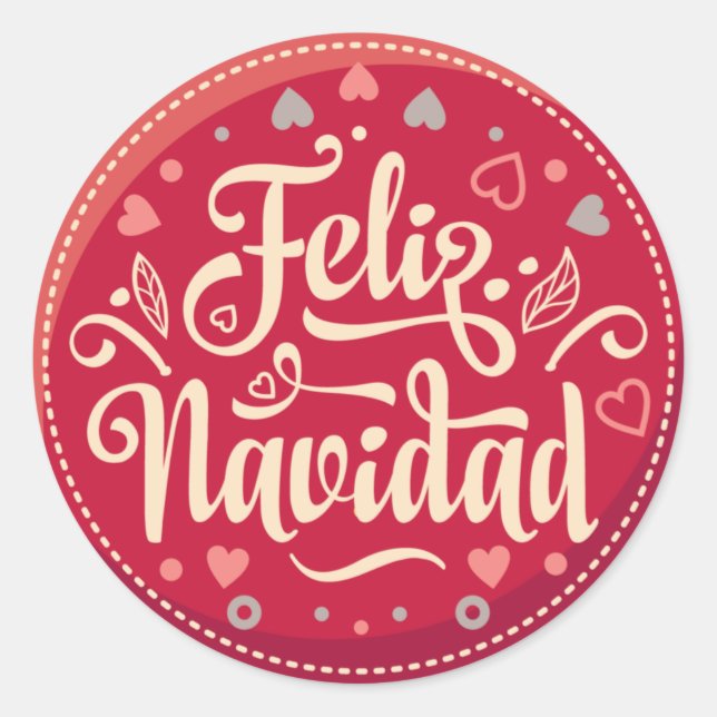 Adesivo Redondo Feliz Navidad Round Sticker (Frente)