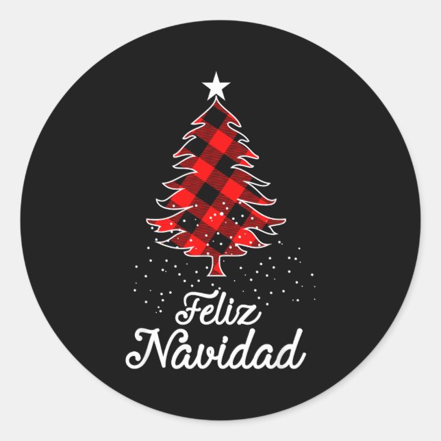 Adesivo Redondo Feliz Navidad Shirts Family - Christmas Trees Buff (Frente)