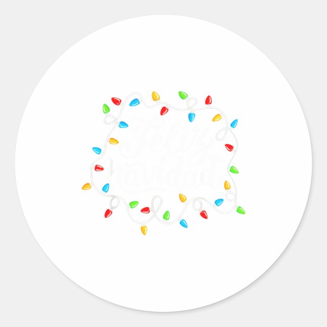 Adesivo Redondo Feliz Navidad Spanish Mexican Christmas Xmas Light (Frente)