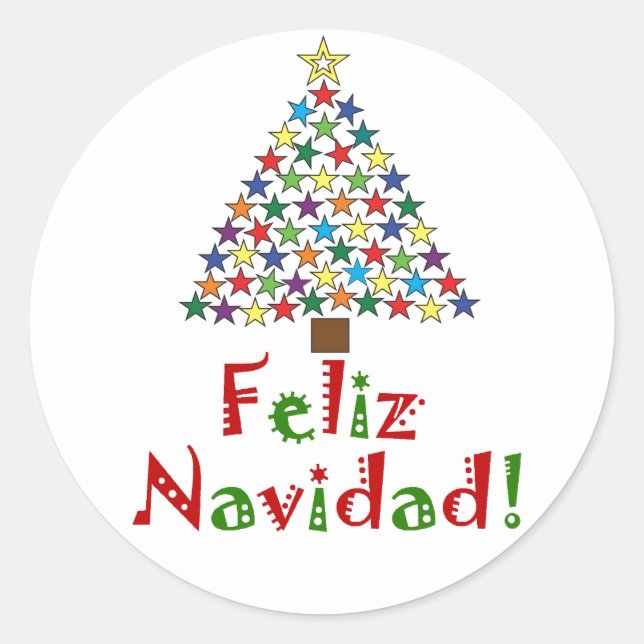 Adesivo Redondo Feliz Navidad Sticker (Frente)