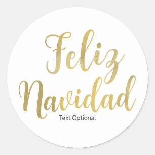 Adesivo Redondo FELIZ NAVIDAD Tipo Branco Personalizado Natal Feri