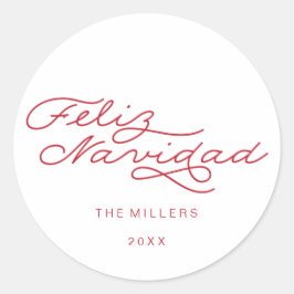 Adesivo Redondo Feliz Navidad, Vinheta Natal Espanhola