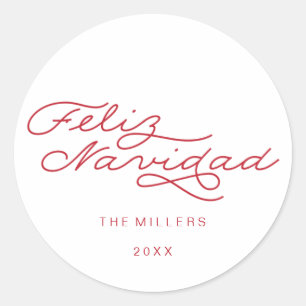 Adesivo Redondo Feliz Navidad, Vinheta Natal Espanhola