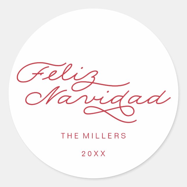 Adesivo Redondo Feliz Navidad, Vinheta Natal Espanhola (Frente)