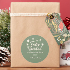 Adesivo Redondo Feliz Navidad y próspero Año Nuevo Holiday