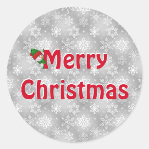Adesivo Redondo Feliz Neve e Flocos de Neve de Natal
