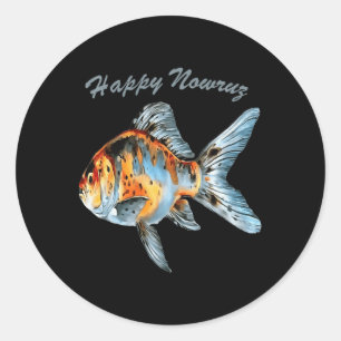 Adesivo Redondo Feliz Nowruz Shubunkin Goldfish Ano Novo Persa P