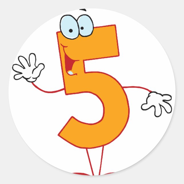 Adesivo Redondo Feliz Número 5 (Frente)