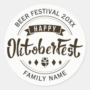 Adesivo Redondo Feliz Octoberfest Moderna Typografia Modelo 2