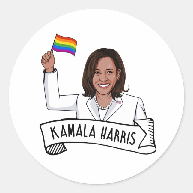 Adesivo Redondo Feliz Orgulho de Kamala Harris (Frente)