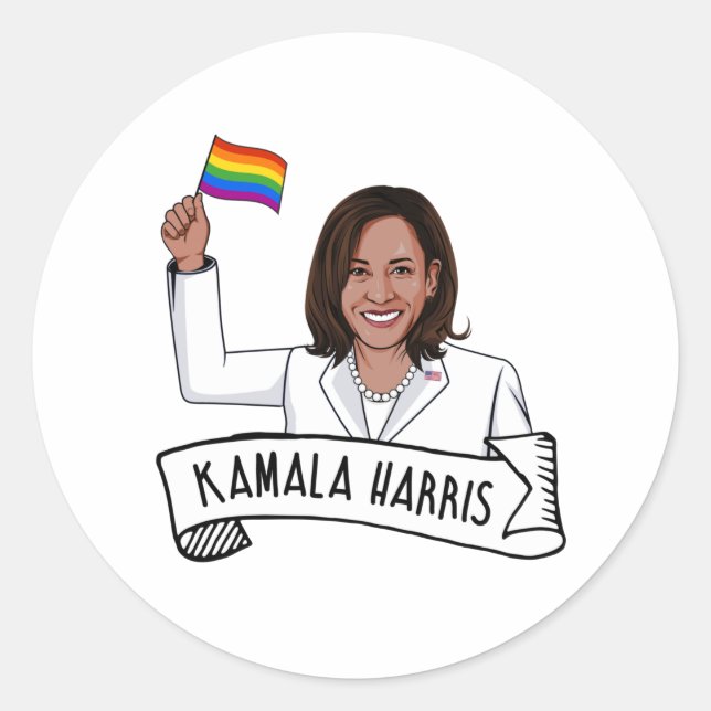 Adesivo Redondo Feliz Orgulho de Kamala Harris (Frente)
