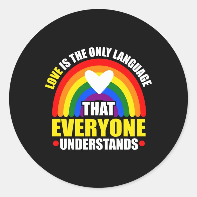 Adesivo Redondo Feliz Orgulho Mês Arco-Íris Bandeira Para Orgulho (Frente)