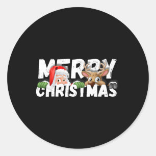 Adesivo Redondo Feliz Papai noel de Natal