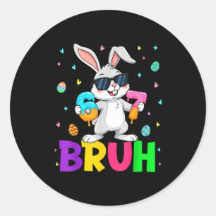 Adesivo Redondo Feliz Páscoa 67 Seis Sete Bruh Meme Bunny Rabbit W
