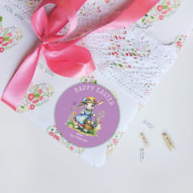 Feliz Páscoa Coelho Roxo Vintage Aquarela Ovos