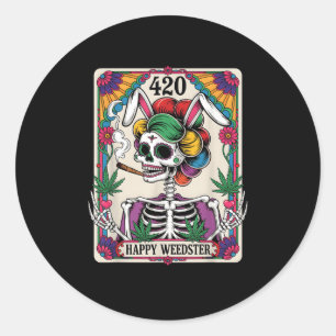 Adesivo Redondo Feliz Páscoa de Weedster Skeleton Tabagismo Tarot