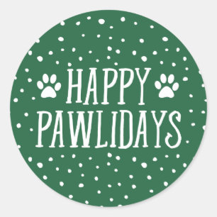 Adesivo Redondo Feliz Pawlidays Feriado Verde