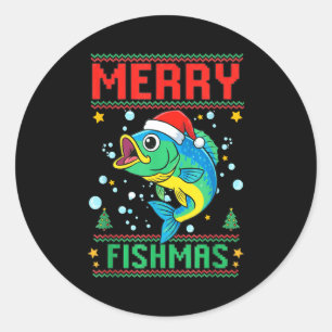 Adesivo Redondo Feliz Peixesnatal B Peixes Pescaria Natal