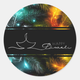 Adesivo Redondo Feliz pena de Diwali e luzes
