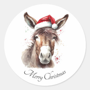 Adesivo Redondo Feliz Pequeno Cachorro de Natal, personalizado