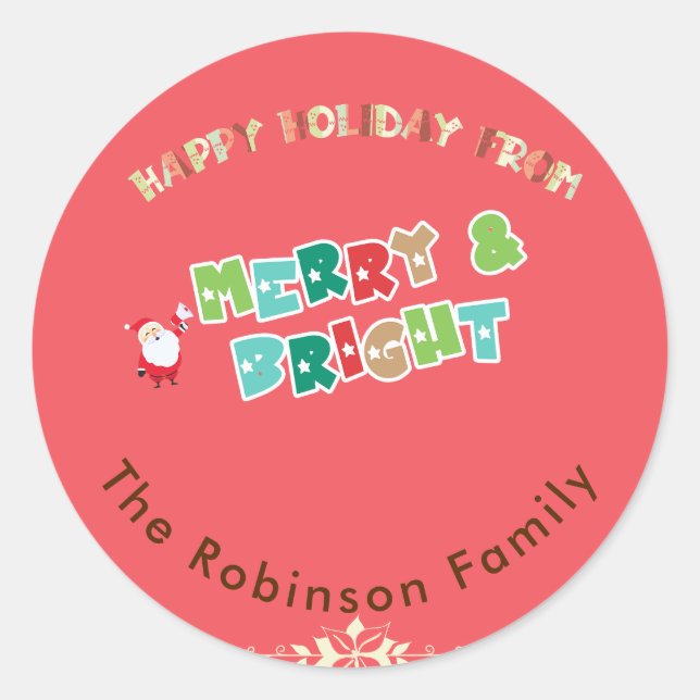 Adesivo Redondo Feliz personalizada e família brilhante (Frente)