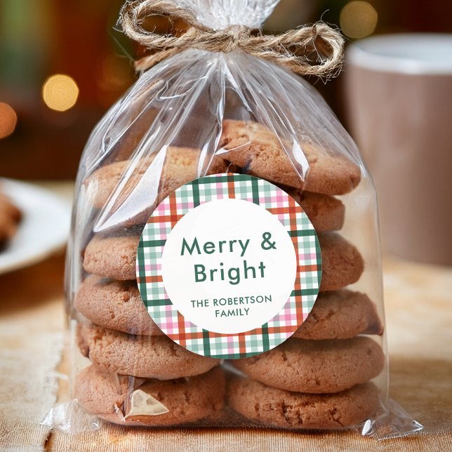 Adesivo Redondo Feliz personalizada e Vinheta de Natal brilhante (Round Stickers available in 1.5 or 3 inches. Choose your size before checkout.)