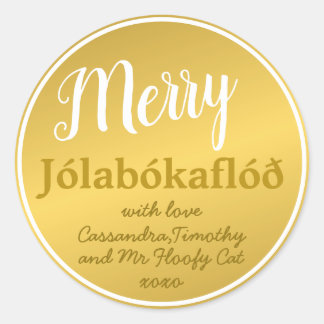 Adesivo Redondo Feliz Personalizada Família Jólabókaflóð