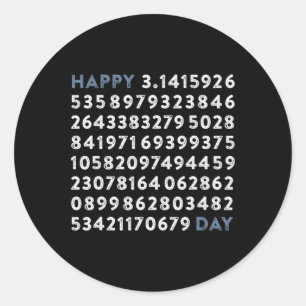 Adesivo Redondo Feliz Pi Day 100 Dígitos Geek Matemático Engraçado
