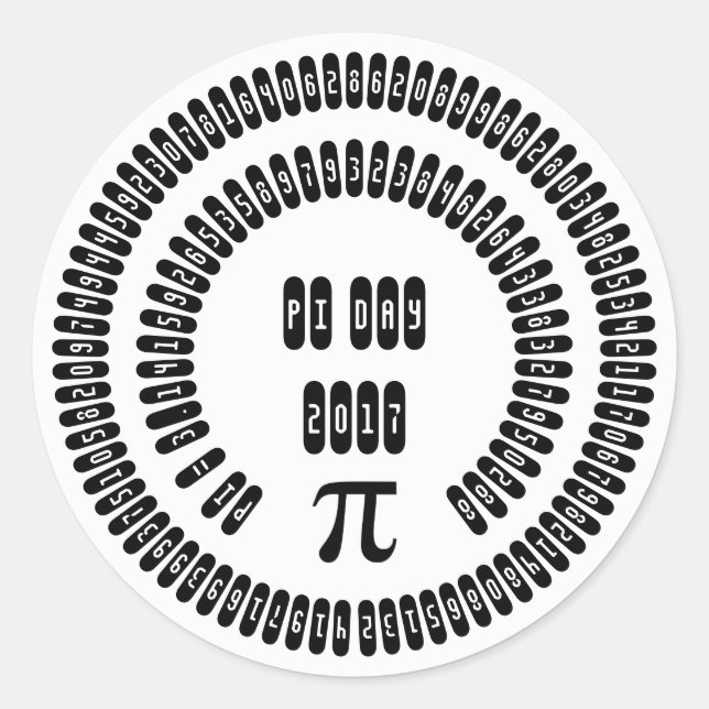 Adesivo Redondo Feliz Pi Day 2017 - Dígitos Matemáticos 3.14 (Frente)