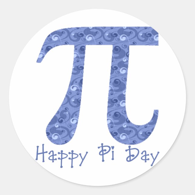 Adesivo Redondo Feliz Pi Day Blue Swirls 2 (Frente)