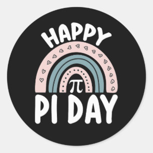 Adesivo Redondo Feliz Pi Day Boho Rainbow Mathemat