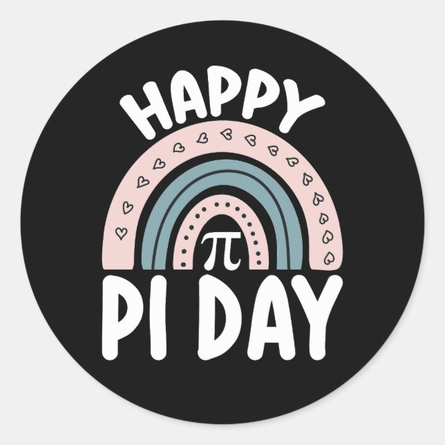 Adesivo Redondo Feliz Pi Day Boho Rainbow Mathemat (Frente)