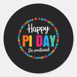 Adesivo Redondo Feliz Pi Day Pie Engraçado Treinador em Matemática