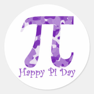 Adesivo Redondo Feliz Pi Day Purple Camo