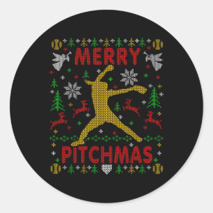 Adesivo Redondo Feliz Pitchmas Fastpitch Softll Arremessador Feio