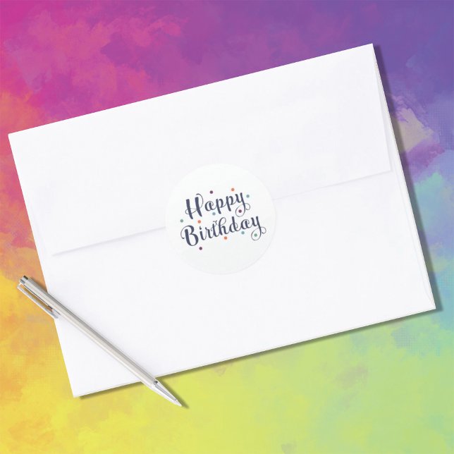 Adesivo Redondo Feliz Ponto de Aniversário Multicolorido (Criador carregado)