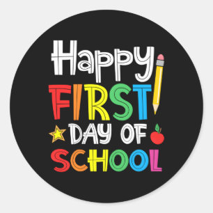 Adesivo Redondo Feliz Primeiro Dia De Boas-Vindas À Escola