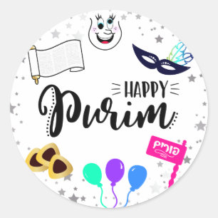 Adesivo Redondo Feliz Purim