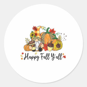 Adesivo Redondo Feliz Queda Todos Vocês Gnomo Leopard Pumpkin Autu