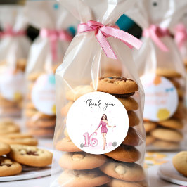 Adesivo Redondo Feliz querido dezesseis, décimo sexto aniversário