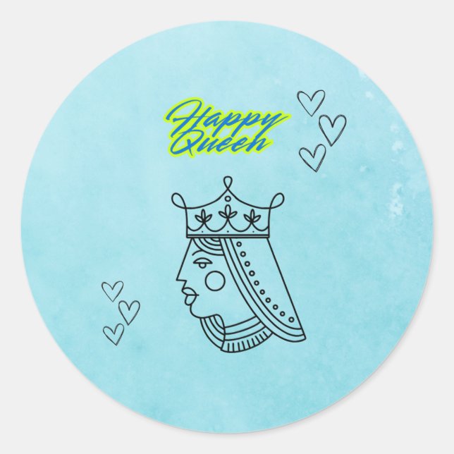 Adesivo Redondo Feliz rainha. (Frente)