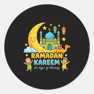 Adesivo Redondo Feliz ramadan mubarak para jovens rapazes mês de r