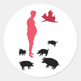 Adesivo Redondo Feliz Refeição Vegeteriana Pau A Fazenda