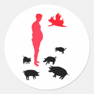 Adesivo Redondo Feliz Refeição Vegeteriana Pau A Fazenda