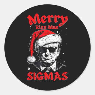 Adesivo Redondo Feliz Rizz Mas Sigmas Engraçado Papais noeis Alpha